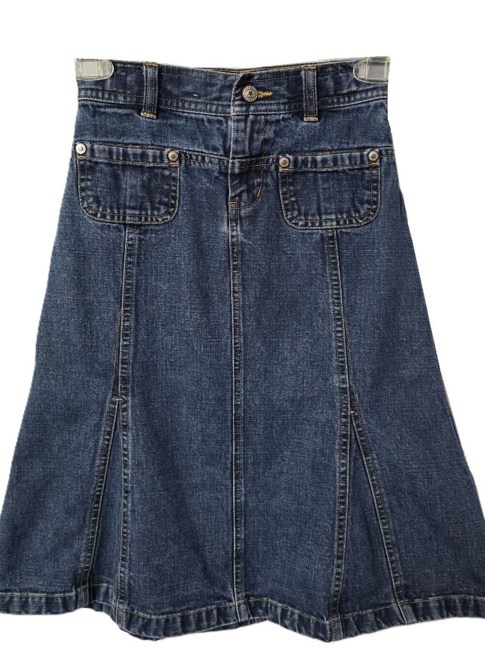 Vintage GAP Denim Maxi Skirt 6 Girls Jean Adjustable Waist Pockets Long 2005 Y2K